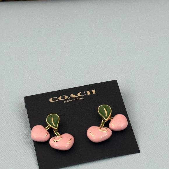 Coach Pink and Green Cherry Earrings - Picture 2 of 6